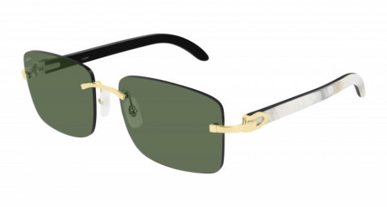 Cartier CT0030RS Sunglasses, 001 - GOLD with WHITE temples and GREY lenses