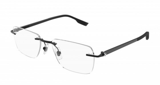 Montblanc MB0185O Eyeglasses, 002 - SILVER with BLUE temples and TRANSPARENT lenses