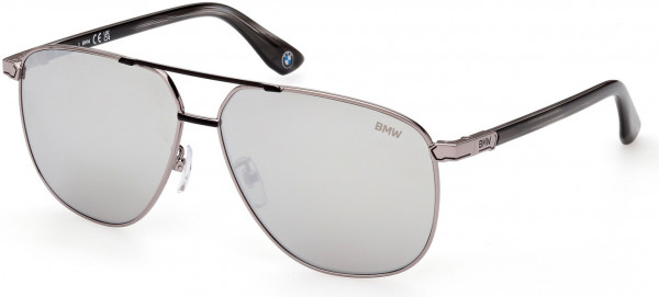 BMW Eyewear BW0030 Sunglasses, 16C - Shiny Light Ruthenium / Grey/Striped