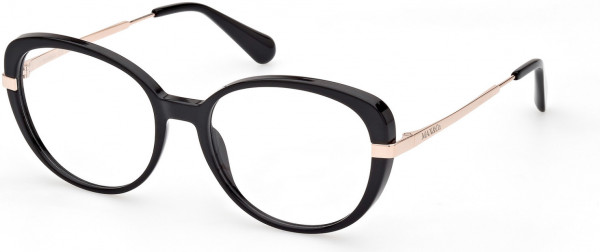 MAX&Co. MO5112 Eyeglasses, 001 - Shiny Black / Shiny Pale Gold