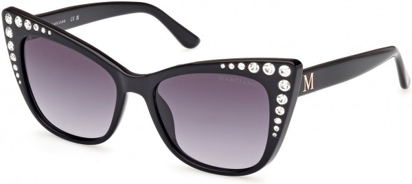 GUESS by Marciano GM00000 Sunglasses, 01B - Shiny Black  / Gradient Smoke