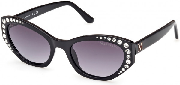 GUESS by Marciano GM00001 Sunglasses, 01B - Shiny Black  / Gradient Smoke