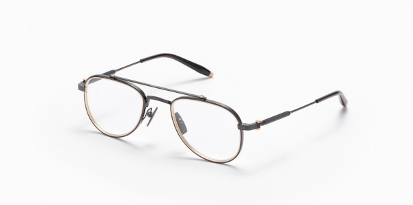 Akoni CALISTO Eyeglasses, Brushed Black - Matte White Gold - Black Crystal