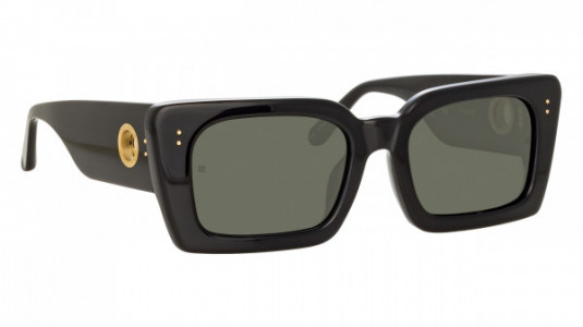 Linda Farrow LFL1297S NIEVE Sunglasses, (001) BLACK/YELLOW GOLD/GREY