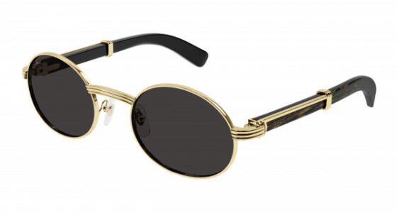 Cartier CT0464S Sunglasses, 002 - GOLD with BROWN temples and GREY lenses