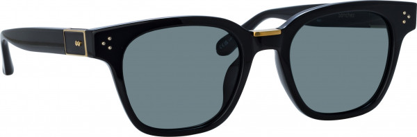 Linda Farrow LFL1481S SANCHEZ Sunglasses, (004) BLACK/ YELLOW GOLD/ GREY