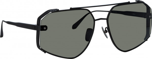 Linda Farrow LFL1505SB AMAR Sunglasses, (002) MATT NICKEL/ SOLID GREY