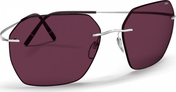 Silhouette Caleum Rimless 8745 Sunglasses, 7000 Rhodium / Dark Red