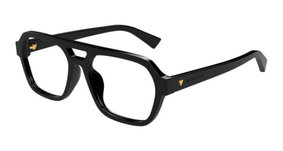Bottega Veneta BV1336OA Eyeglasses, 001 - BLACK with TRANSPARENT lenses