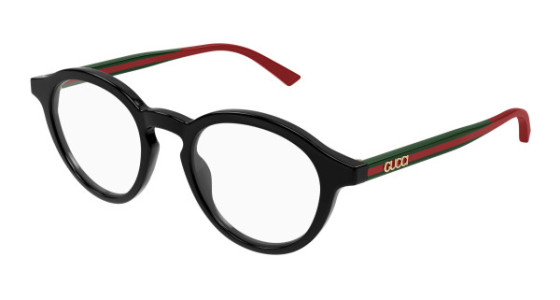 Gucci GG1871O Eyeglasses, 001 - BLACK with GREEN temples and TRANSPARENT lenses