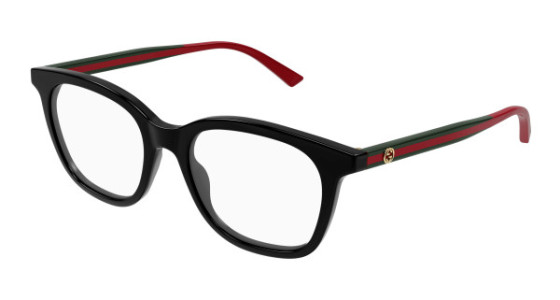 Gucci GG1864O Eyeglasses, 001 - BLACK with GREEN temples and TRANSPARENT lenses