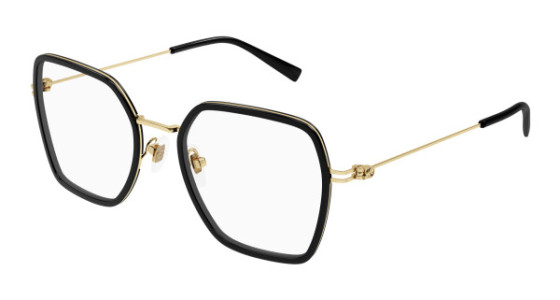 Gucci GG1850O Eyeglasses, 001 - BLACK with GOLD temples and TRANSPARENT lenses