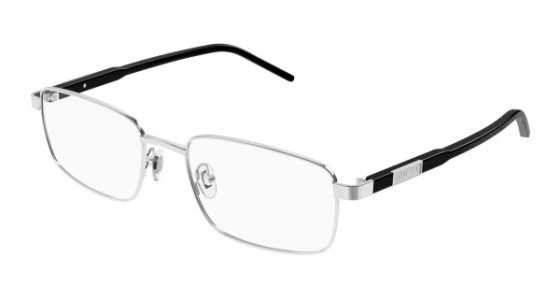 Gucci GG1801O Eyeglasses, 005 - SILVER with BLACK temples and TRANSPARENT lenses