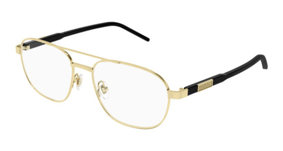 Gucci GG1800O Eyeglasses, 001 - GOLD with BLACK temples and TRANSPARENT lenses