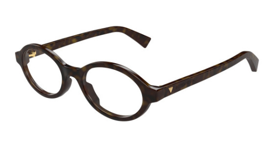 Bottega Veneta BV1367O Eyeglasses, 002 - HAVANA with TRANSPARENT lenses