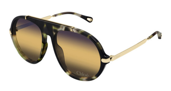 Chlo&eacute; CH0357S Sunglasses, 003 - HAVANA with GOLD temples and YELLOW lenses