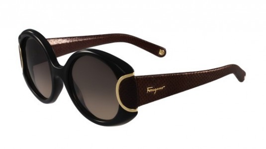 Ferragamo SF811SL SIGNATURE Sunglasses, (960) BLACK W-CHOCOLATE LEATHER