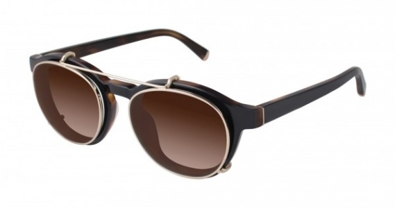 Kate Young K516 Amber Sunglasses, Black/Gold (BLK)