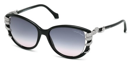 Roberto Cavalli STEROPE Sunglasses, 01B - Shiny Black / Gradient Smoke