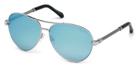 Roberto Cavalli SYRMA Sunglasses, 16X - Shiny Palladium / Blu Mirror