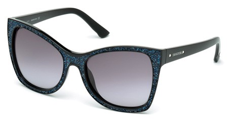 Swarovski FARREL Sunglasses, 01B - Shiny Black / Gradient Smoke