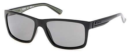 Timberland TB-9087 Sunglasses, 01D - Shiny Black / Smoke Polarized