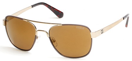 Guess GU-6853 Sunglasses, 32G - Gold / Brown Mirror