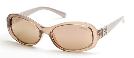 Guess GU-7424 Sunglasses, 57G - Shiny Beige / Brown Mirror