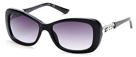 Guess GU-7453 Sunglasses, 01B - Shiny Black / Gradient Smoke