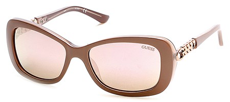 Guess GU-7453 Sunglasses, 72G - Shiny Pink / Brown Mirror