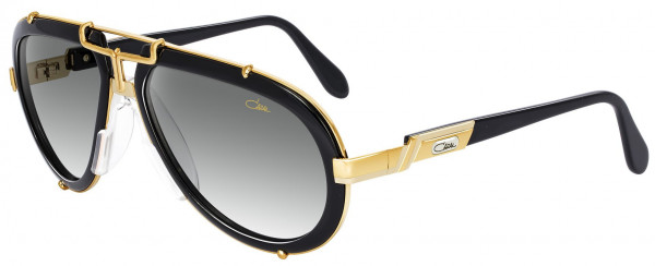 Cazal Cazal Legends 642 Sunglasses, 001 Black-Gold/Grey Gradient Lenses