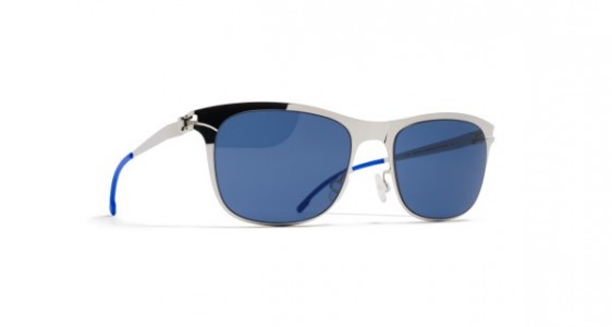 Mykita JAGUAR Sunglasses, SHINY SILVER - LENS: SAPPHIRE BLUE SOLID