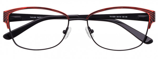 Takumi TK1009 Eyeglasses, 090 - Satin Black & Red