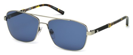 Montblanc MB589S Sunglasses, 08V - Shiny Gumetal  / Blue