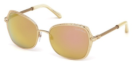 Roberto Cavalli TABIT Sunglasses, 28L - Shiny Rose Gold / Roviex Mirror