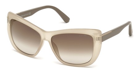 Tom Ford LINDSAY Sunglasses, 57G - Shiny Beige / Brown Mirror