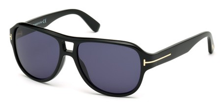Tom Ford DYLAN Sunglasses, 01V - Shiny Black / Blue