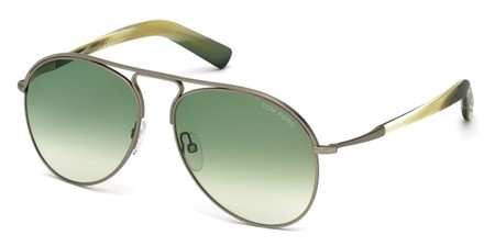 Tom Ford CODY Sunglasses, 14P - Shiny Light Ruthenium / Gradient Green