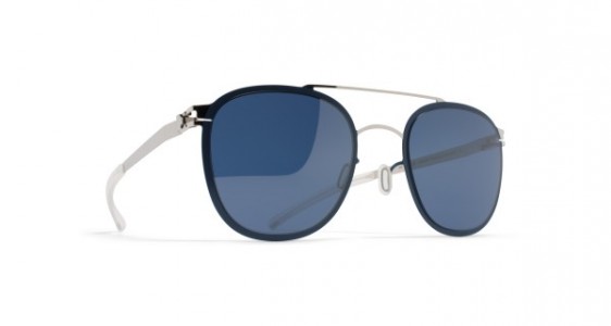 Mykita KEATON Sunglasses, SILVER/NIGHT SKY - LENS: SAPPHIRE BLUE FLASH