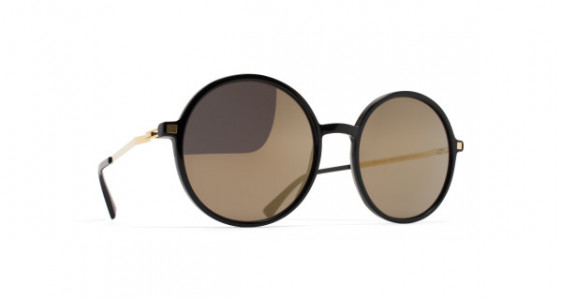 Mykita ANANA Sunglasses, C6 BLACK/GLOSSY GOLD - LENS: BRILLIANT GREY SOLID