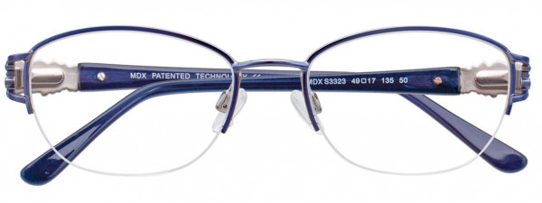 MDX S3323 Eyeglasses, 050 - Satin Light Blue & Silver