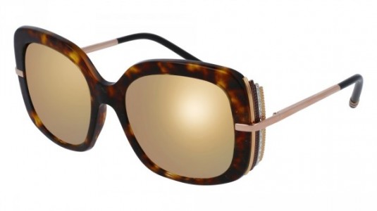 Boucheron BC0002S Sunglasses, 004 - HAVANA with GOLD temples and GOLD lenses