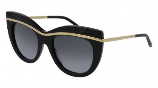 Boucheron BC0004S Sunglasses, 004 - BLACK with GOLD temples and GREY lenses