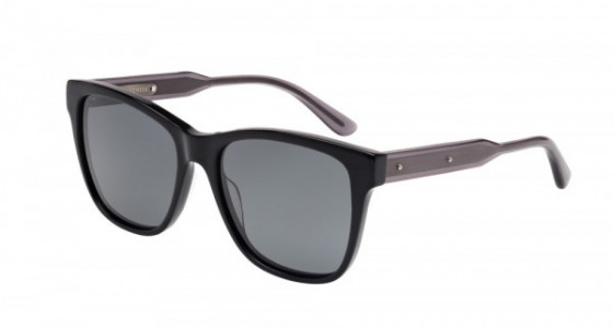 Bottega Veneta BV0001S Sunglasses, BLACK with GREY temples and SMOKE polarized lenses