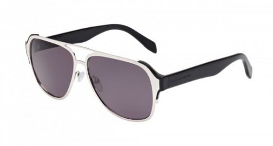 Alexander McQueen AM0012S Sunglasses, SILVER with BLACK temples and SMOKE lenses