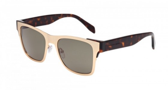 Alexander McQueen AM0011S Sunglasses, GOLD with AVANA temples and GREEN lenses