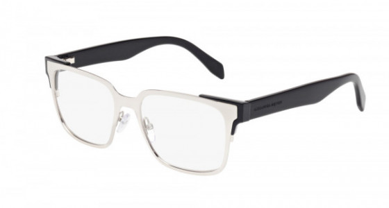 Alexander McQueen AM0014O Eyeglasses, SILVER with BLACK temples