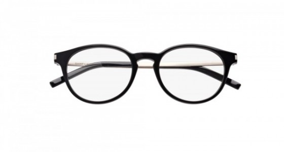 Saint Laurent SL 25 Eyeglasses, 001 - BLACK with SILVER temples and TRANSPARENT lenses