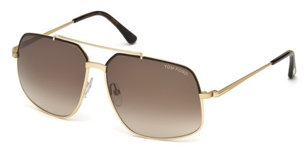 Tom Ford RONNIE Sunglasses, 48F - Shiny Dark Brown / Gradient Brown