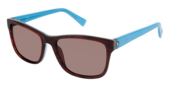 Nicole Miller Waterside Sunglasses, C02 BROWN HORN/BLUE (DARK BROWN)